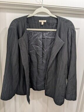 Eileen Fisher Silk Organic Cotton Crinkle Jacket Size Large